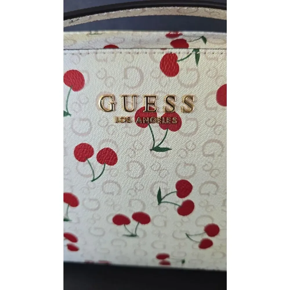 Guess Hensley Mini Crossbody Bag Womens Cherry Print Zip Adjustable Strap